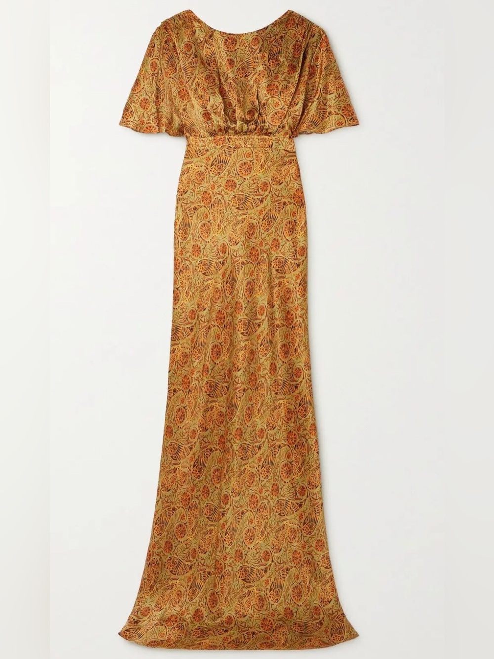 NWT Saloni Winona Copper Paisley 100% Silk Maxi Dress US 10